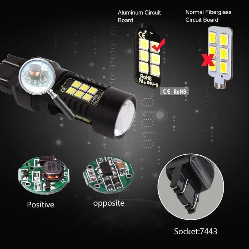 2pcs 1200Lm T20 W21W LED W21 / 5W LED WY21W 7440 7443 LED-Lampe T25 3157 3156 p27 / 7w Blinker für Kfz-Rückfahrscheinwerfer 12V