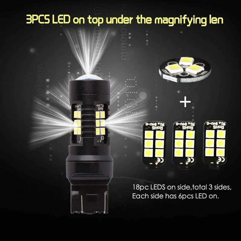 2pcs 1200Lm T20 W21W LED W21 / 5W LED WY21W 7440 7443 LED-Lampe T25 3157 3156 p27 / 7w Blinker für Kfz-Rückfahrscheinwerfer 12V