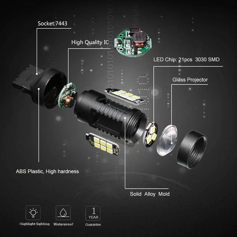 2pcs 1200Lm T20 W21W LED W21 / 5W LED WY21W 7440 7443 LED-Lampe T25 3157 3156 p27 / 7w Blinker für Kfz-Rückfahrscheinwerfer 12V