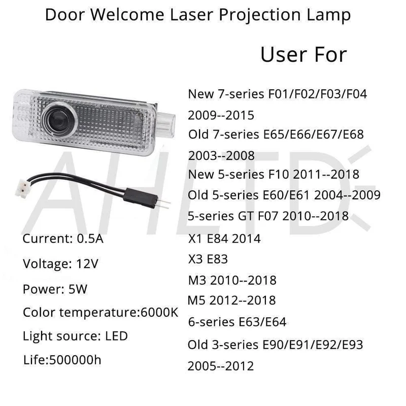 2X Auto Willkommen Licht Tür Logo Led Projektion Lampe Laser Für BMW E90 E91 E92 E93 M3 E60 E61 F10 f07 M5 E63 E64 F12 Buld DC 12V