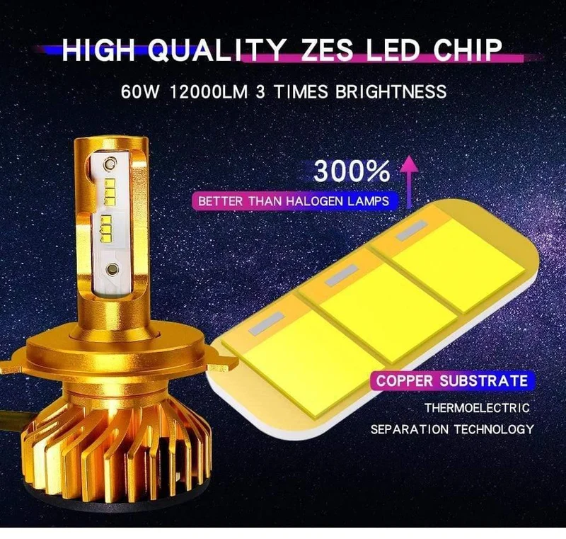 Canbus H4 Led H7 LED mit 5000K ZES Chips 12000LM 72W H1 H3 HB3 9005 LED 9006 HB4 H8 H11 Nebellicht 4300K ​​6500K 8000K