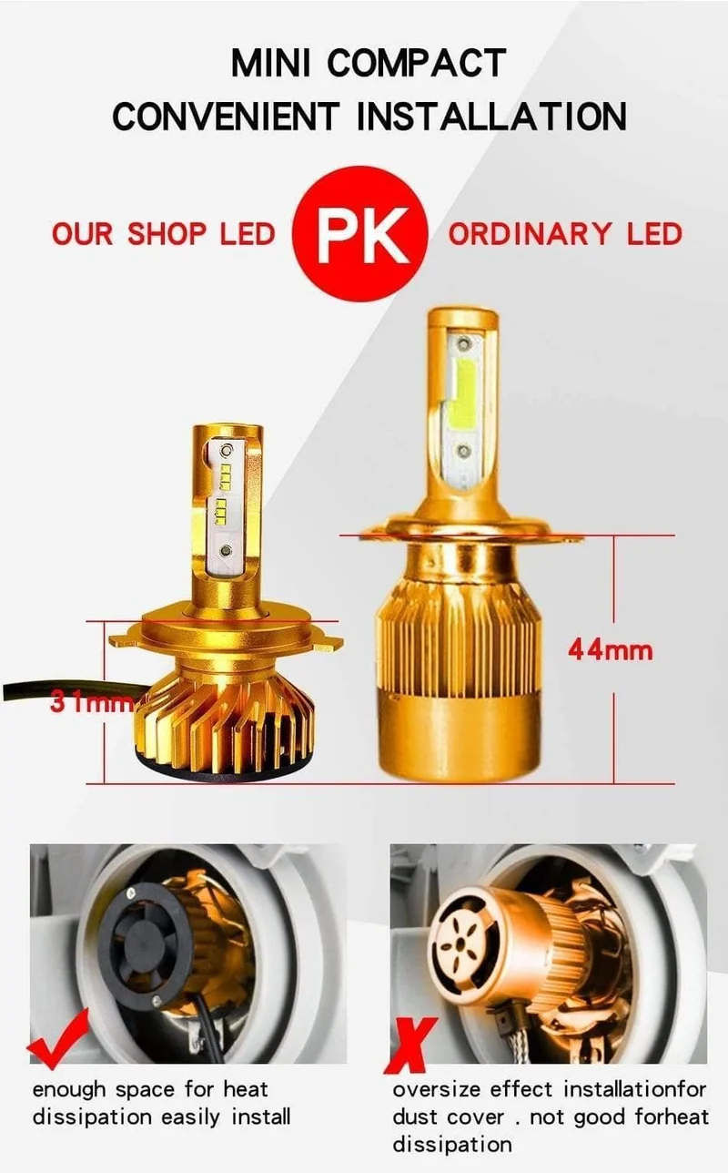 Canbus H4 Led H7 LED mit 5000K ZES Chips 12000LM 72W H1 H3 HB3 9005 LED 9006 HB4 H8 H11 Nebellicht 4300K ​​6500K 8000K