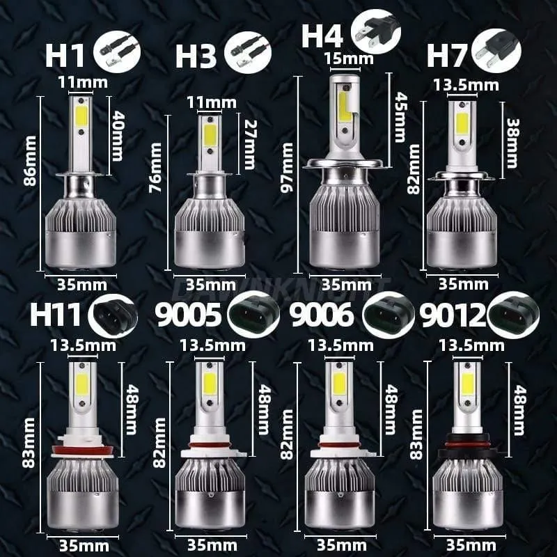 2PCS H7 Led Scheinwerfer H4 H1 H3 H8/H9/H11 9005/HB3 9006/HB4 9012 C6 led Turbo Fan Kühlung Auto Led Licht 12V 6000K