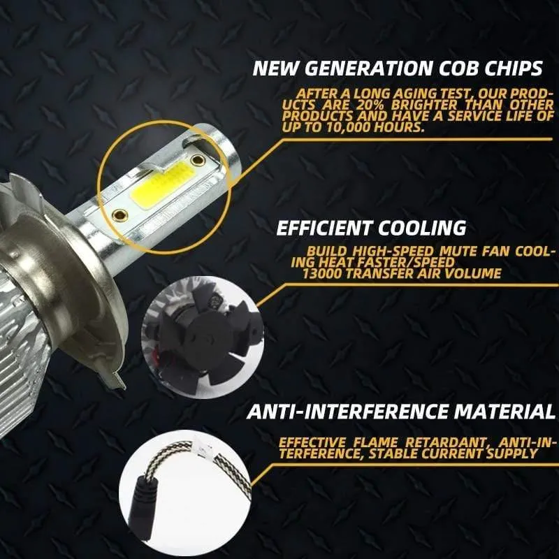 2PCS H7 Led Scheinwerfer H4 H1 H3 H8/H9/H11 9005/HB3 9006/HB4 9012 C6 led Turbo Fan Kühlung Auto Led Licht 12V 6000K
