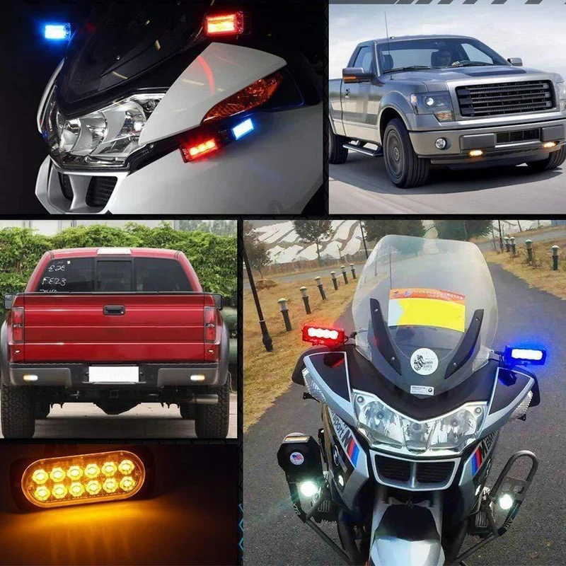 4 STÜCKE 12 V 24 V 12 LED Superhelle Notfallwarnung Vorsicht Wasserdicht Bernsteinfarbene Blitzlichtleiste Blinkt für Auto Auto Lkw SUV Van