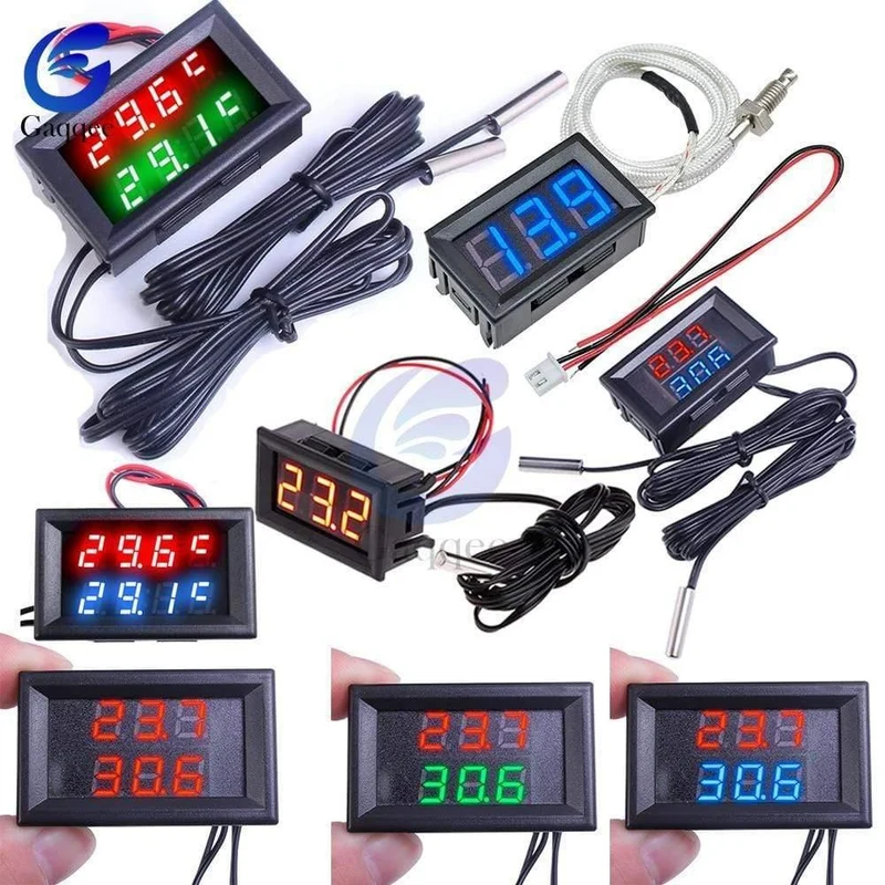 1M Dual LED Display Digitales Thermometer Kühlschrank Aquarium Auto Autotemperatursensor Messgerät Detektor Tester Waterpfoof Probe