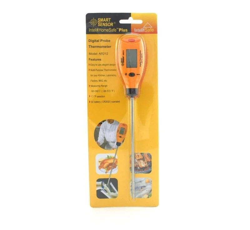 Digitales Sondenthermometer mit Edelstahlsonde, Küchentemperatur-Tester, Werkzeuge für Kühlung, Heizung, Lebensmittelverarbeitung (AR212)