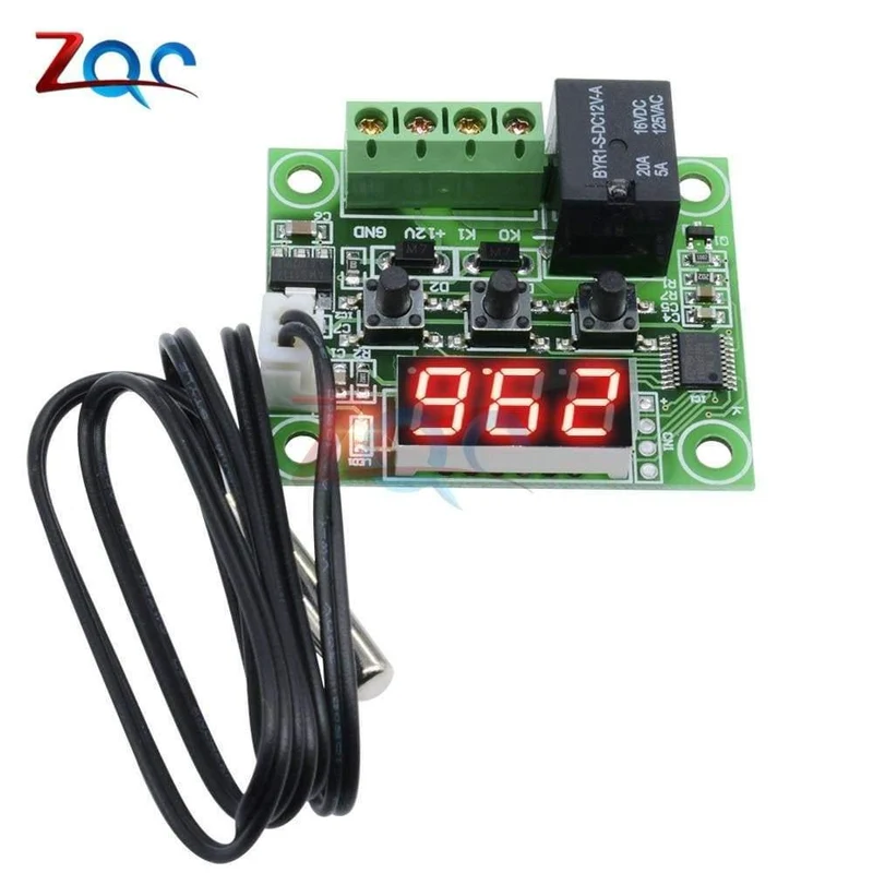 W1209 LED Digital Thermostat Temperaturregelung Thermometer Thermoregler Schaltermodul DC 12V Wasserdichter NTC-Sensor