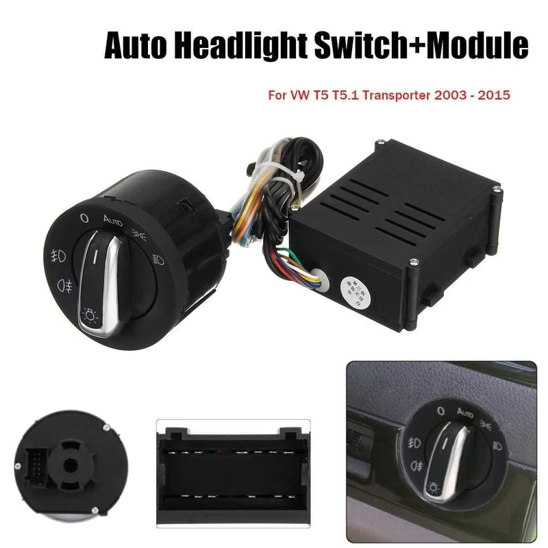 Auto Auto Scheinwerfer Sensor Scheinwerfer Schalter + Steuermodul für VW T5 T5.1 Transporter 2003-2015