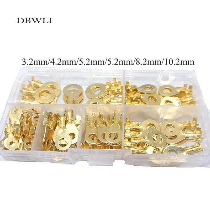 150PCS-Ringkabelschuhe Ringaugen Kupfer-Crimpkabelstecker M3 / M4 / M5 / M6 / M8 / M10-Sortimentssatz für Elektrokabel Auto / Auto