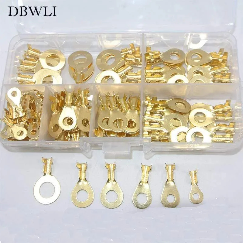 150PCS-Ringkabelschuhe Ringaugen Kupfer-Crimpkabelstecker M3 / M4 / M5 / M6 / M8 / M10-Sortimentssatz für Elektrokabel Auto / Auto