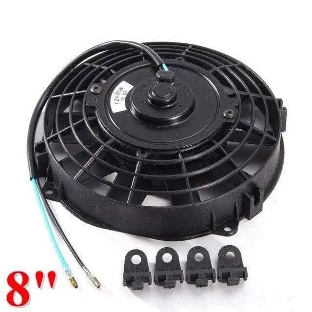 Universal 8 9 10 12 14 Zoll 12V 80W 2100RPM Gerade Schwarze Klinge Elektrischer Kühlerlüfter-Kit