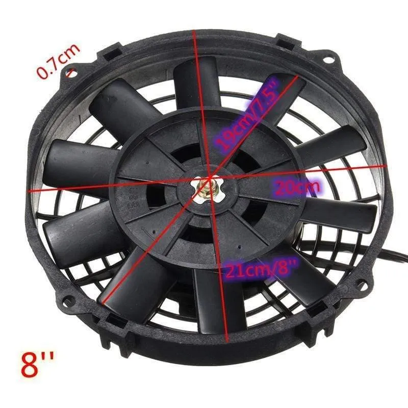 Universal 8 9 10 12 14 Zoll 12V 80W 2100RPM Gerade Schwarze Klinge Elektrischer Kühlerlüfter-Kit