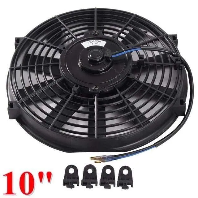 Universal 8 9 10 12 14 Zoll 12V 80W 2100RPM Gerade Schwarze Klinge Elektrischer Kühlerlüfter-Kit