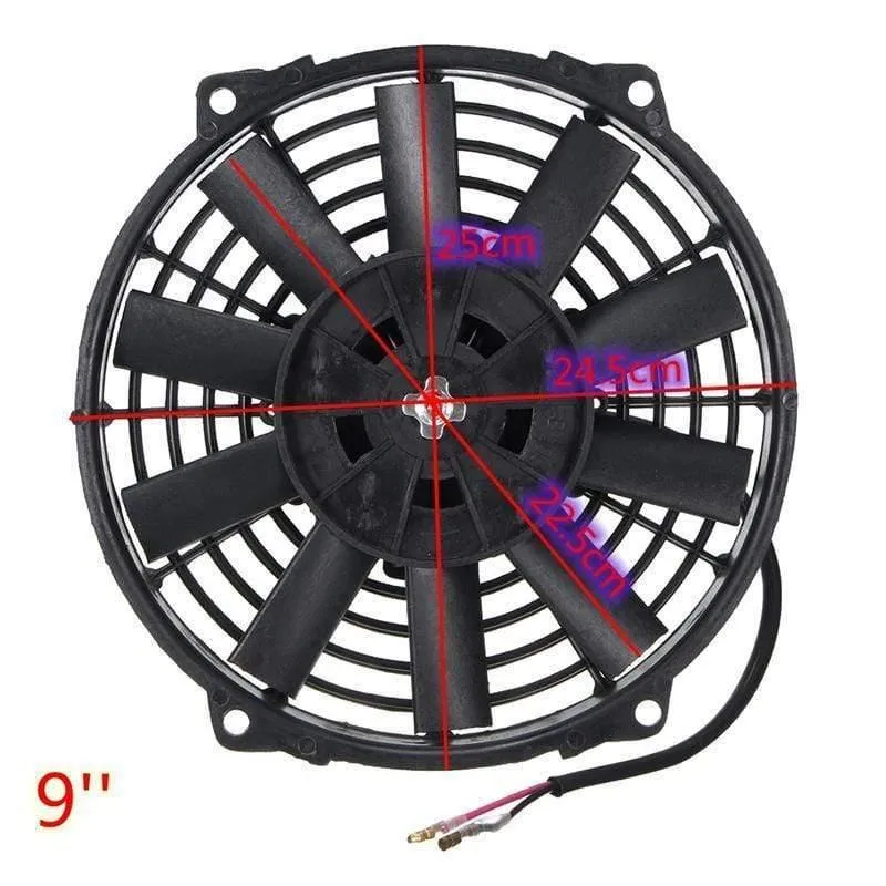 Universal 8 9 10 12 14 Zoll 12V 80W 2100RPM Gerade Schwarze Klinge Elektrischer Kühlerlüfter-Kit