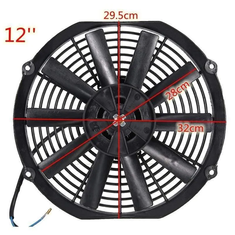 Universal 8 9 10 12 14 Zoll 12V 80W 2100RPM Gerade Schwarze Klinge Elektrischer Kühlerlüfter-Kit