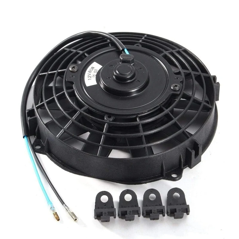 Universal 8 9 10 12 14 Zoll 12V 80W 2100RPM Gerade Schwarze Klinge Elektrischer Kühlerlüfter-Kit