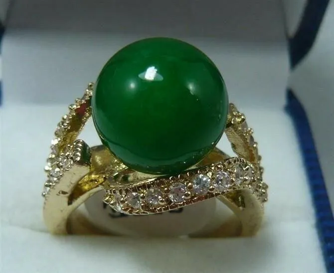 12MM Green Jade Damenring Größe 6-10