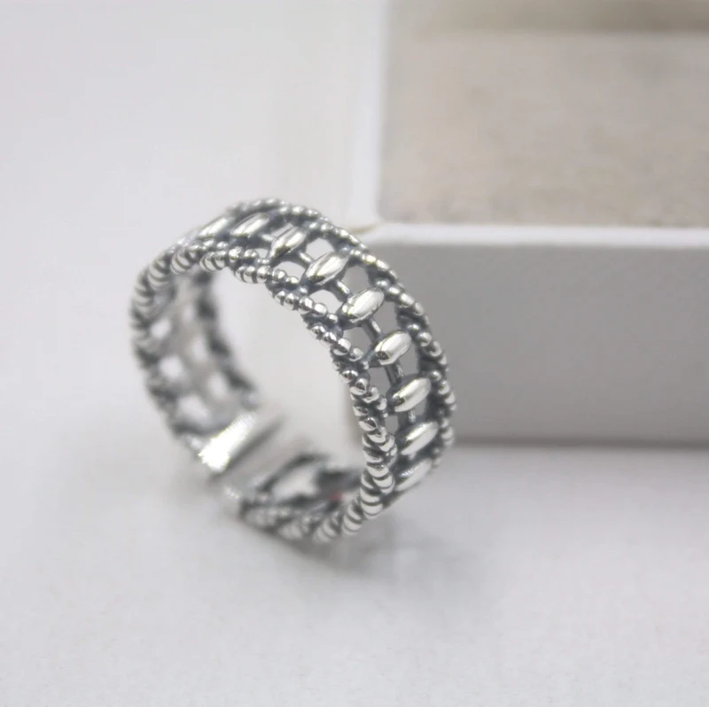 925 Fine Sterling Silver Ring Damen 7mm Abacus Ring Elegant Retro Beauty Zirkon Ring US 6-9