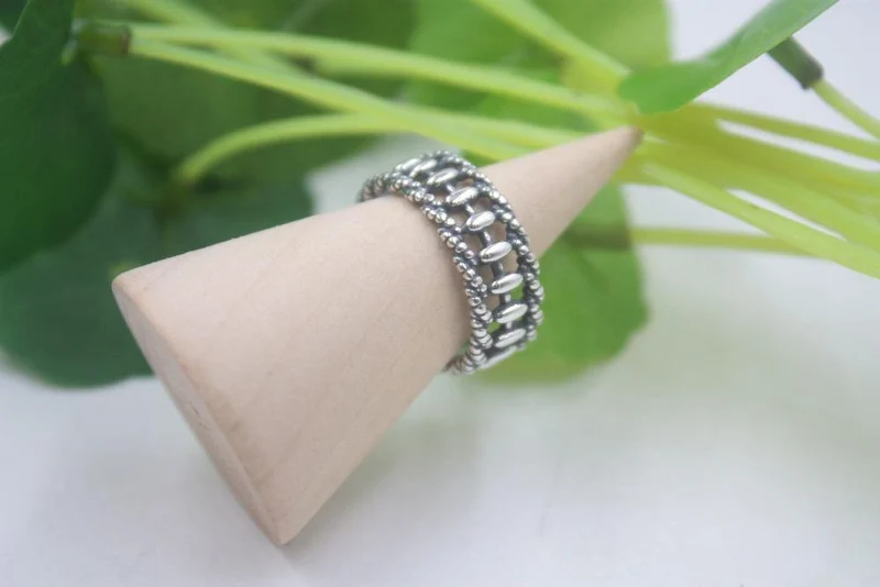 925 Fine Sterling Silver Ring Damen 7mm Abacus Ring Elegant Retro Beauty Zirkon Ring US 6-9