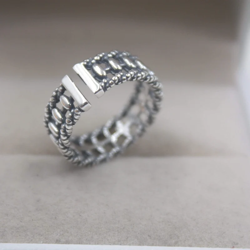 925 Fine Sterling Silver Ring Damen 7mm Abacus Ring Elegant Retro Beauty Zirkon Ring US 6-9