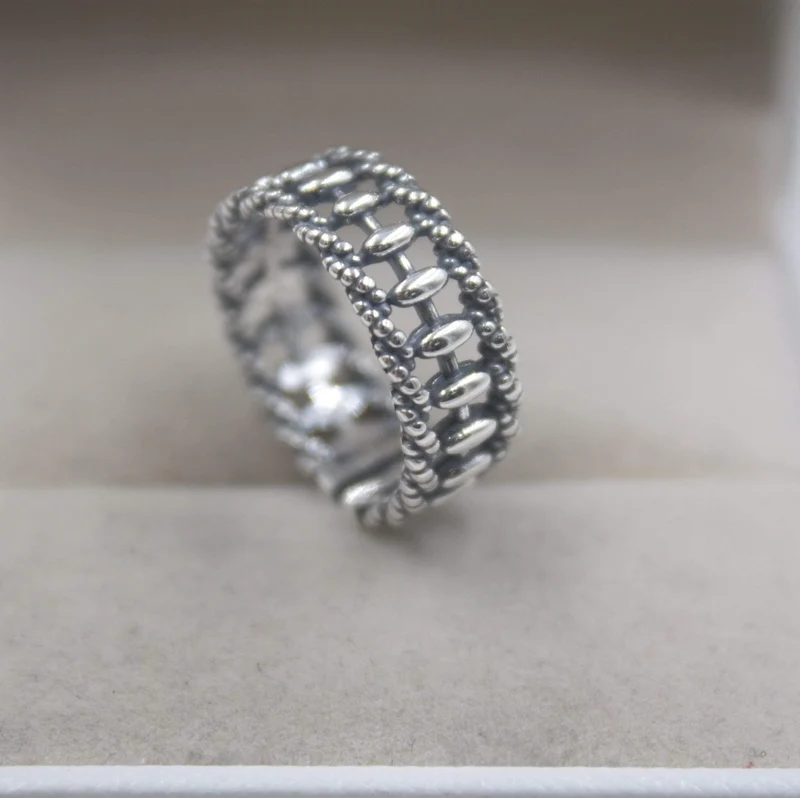 925 Fine Sterling Silver Ring Damen 7mm Abacus Ring Elegant Retro Beauty Zirkon Ring US 6-9