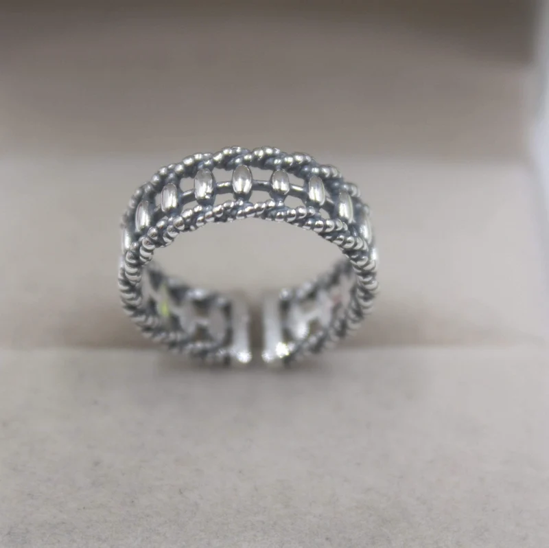 925 Fine Sterling Silver Ring Damen 7mm Abacus Ring Elegant Retro Beauty Zirkon Ring US 6-9