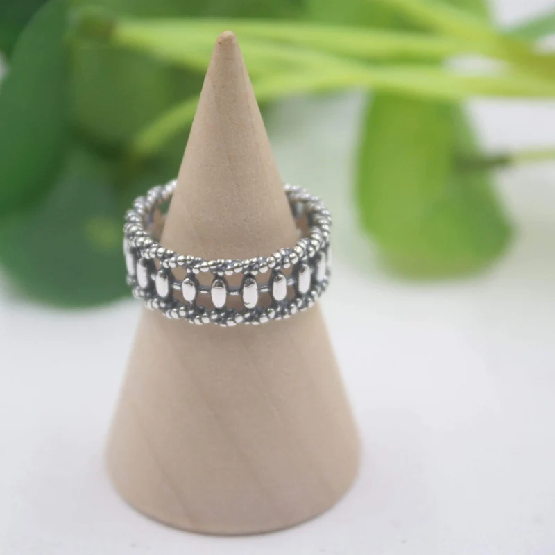 925 Fine Sterling Silver Ring Damen 7mm Abacus Ring Elegant Retro Beauty Zirkon Ring US 6-9