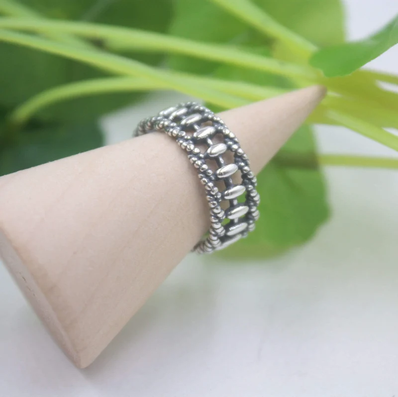 925 Fine Sterling Silver Ring Damen 7mm Abacus Ring Elegant Retro Beauty Zirkon Ring US 6-9
