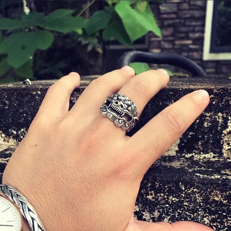 925 Sterling Silber Lion King Ring Für Männer Frauen Unisex Einstellbare Größe 9 Zu 13 Liebhaber Retro Klassische Vatertag Schmuck