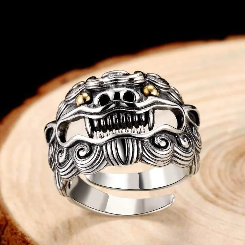 925 Sterling Silber Lion King Ring Für Männer Frauen Unisex Einstellbare Größe 9 Zu 13 Liebhaber Retro Klassische Vatertag Schmuck