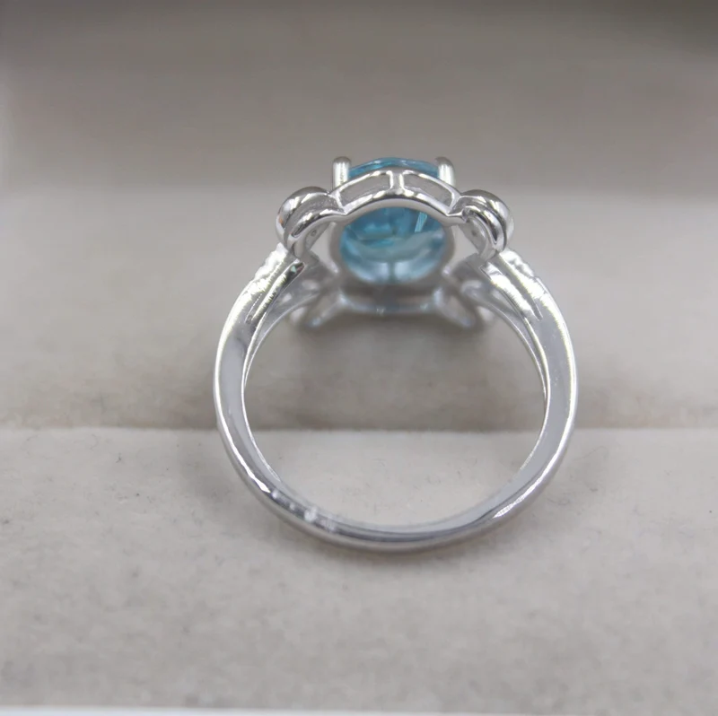 Ring aus 925er-Sterlingsilber, runder Ring für Damen, 13 mm, Topas, eleganter Schönheits-Zirkonring, US 6–7