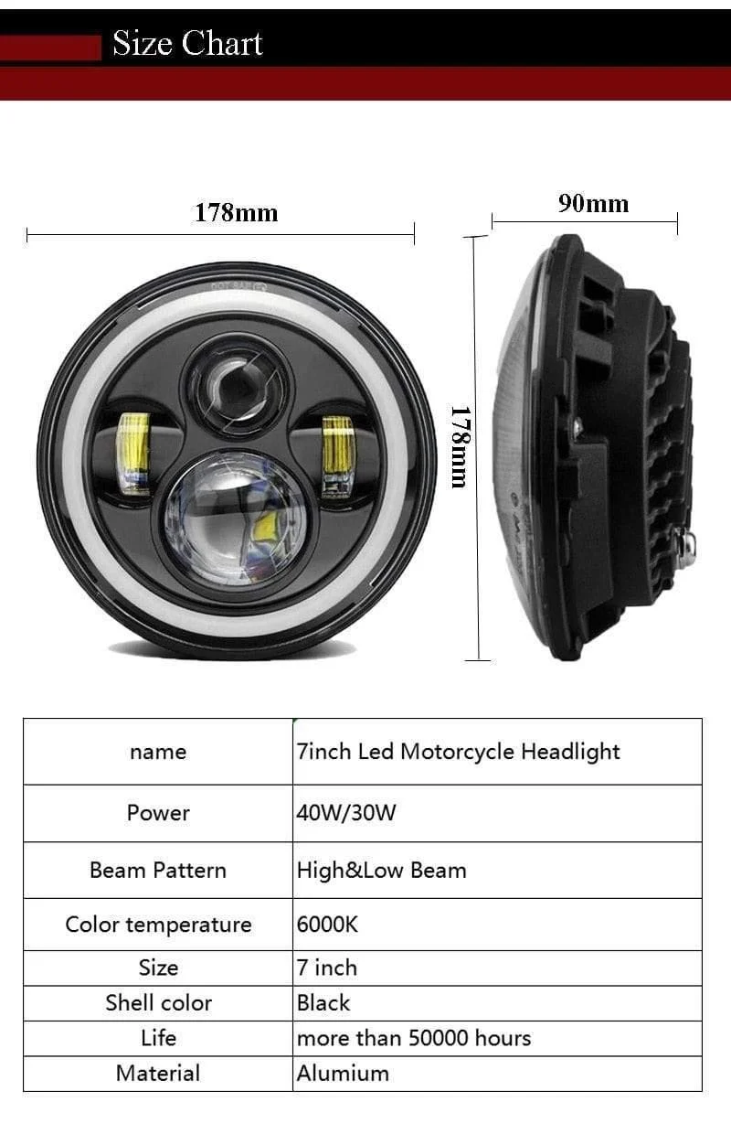 7-Zoll-LED-Scheinwerfer, universeller Motorrad-Scheinwerfer, LED-Moto-Front-Glühbirnen, Scheinwerfer für Auto, ATV, SUV, Roller, Motorrad-Lichter