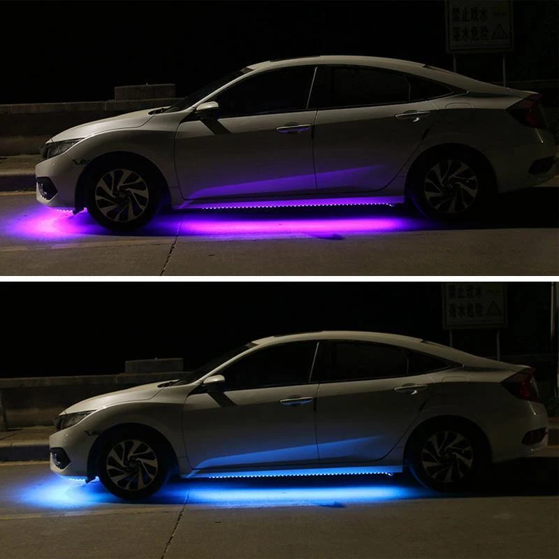 4pcs Auto Unterlicht Flexible Streifen LED Fernbedienung / APP Steuerung RGB Dekorative Atmosphäre Lampe Unterlicht Unterbodensystem Neonlichter
