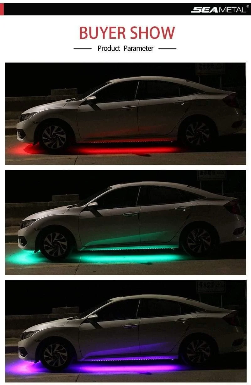 4pcs Auto Unterlicht Flexible Streifen LED Fernbedienung / APP Steuerung RGB Dekorative Atmosphäre Lampe Unterlicht Unterbodensystem Neonlichter