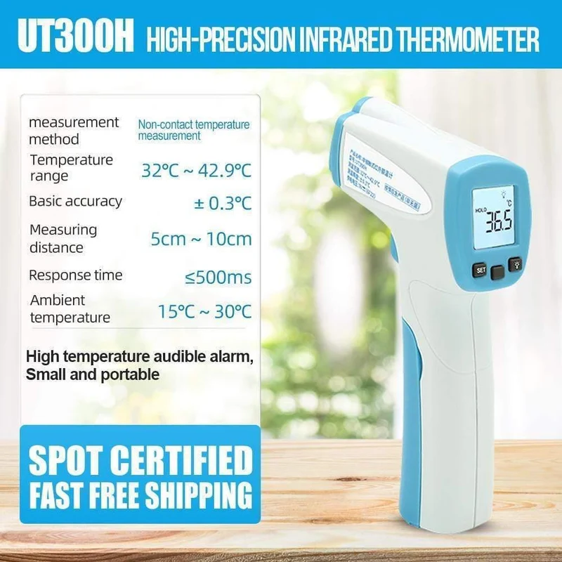 UNI-T UT300H Digitales Infrarot-Temperaturthermom Berührungsloses digitales Infrarot-Temperaturmessgerät Handtemperatur-Laserpistole (UT300H-X)