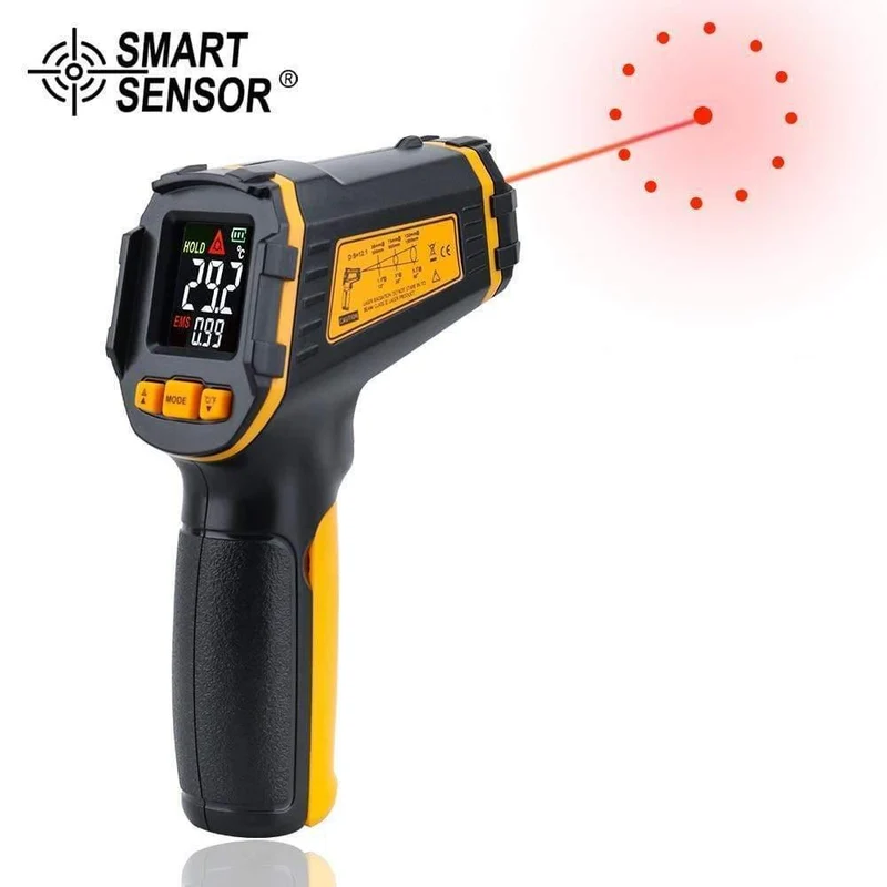 Digitales Infrarot-Thermometer Lasertemperaturmesser Berührungsloses Pyrometer Imager Hygrometer IR-Thermometer Farbe LCD-Lichtalarm