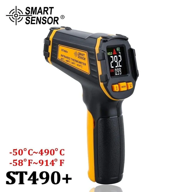 Digitales Infrarot-Thermometer Lasertemperaturmesser Berührungsloses Pyrometer Imager Hygrometer IR-Thermometer Farbe LCD-Lichtalarm