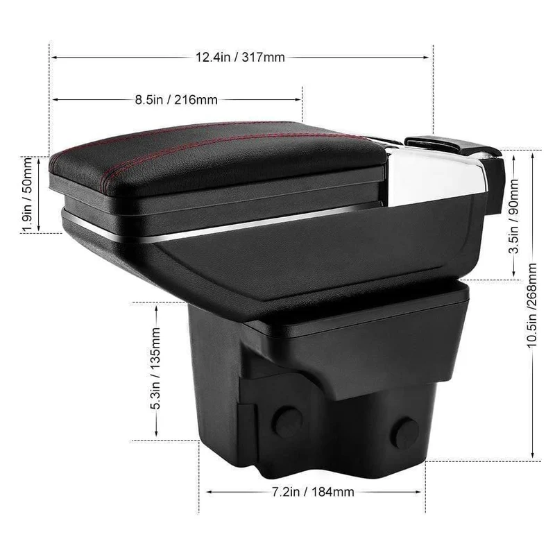 Armlehnenbox für Kia Rio 3 2011–2016, PU-Leder, zentraler Behälter, Aufbewahrungsbox, Auto-Styling-Zubehör