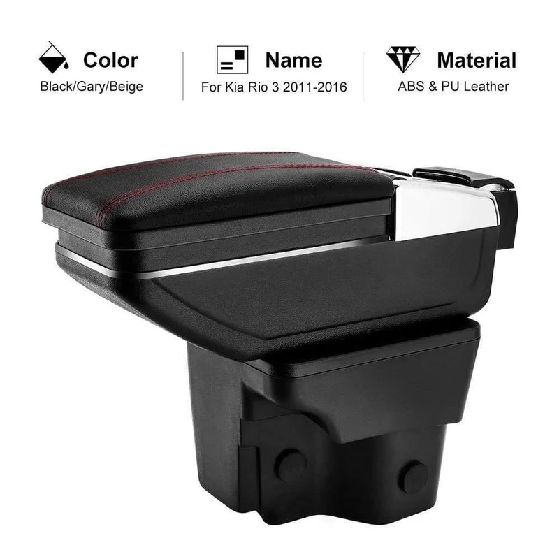 Armlehnenbox für Kia Rio 3 2011–2016, PU-Leder, zentraler Behälter, Aufbewahrungsbox, Auto-Styling-Zubehör
