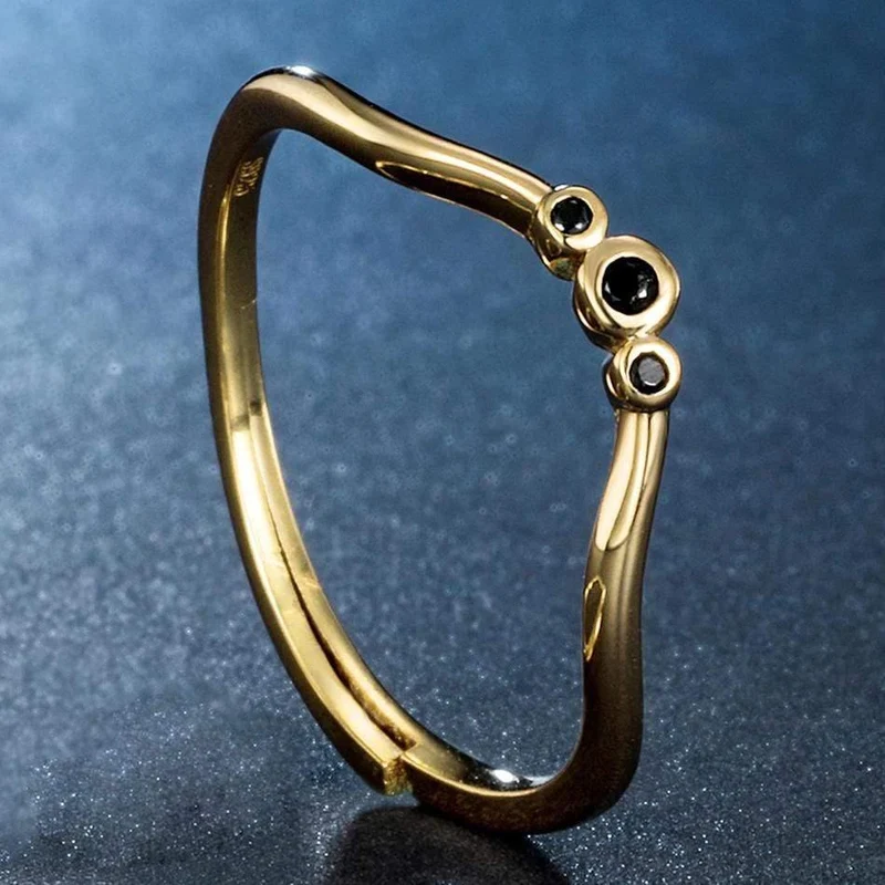 925 Sterling Silber Ringe Schwarz Weiß Zirkon Diamant Verstellbare Ringe 14K Gold Edlen Schmuck