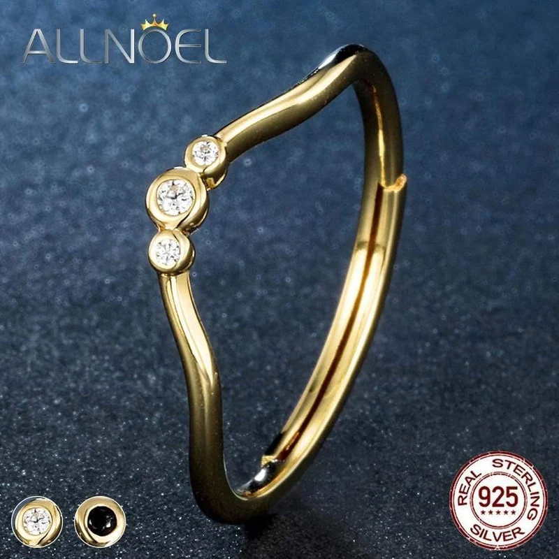 925 Sterling Silber Ringe Schwarz Weiß Zirkon Diamant Verstellbare Ringe 14K Gold Edlen Schmuck