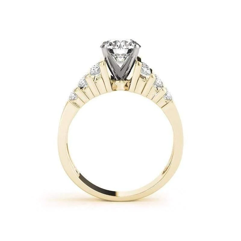 Zweifarbige Ringsets aus 14-karätigem Gelbgold mit rundem Schliff und 1 Karat Sona-Simulationsdiamant, Verlobungs- und Ehering für Frauen