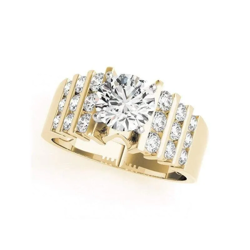 Zweifarbige Ringsets aus 14-karätigem Gelbgold mit rundem Schliff und 1 Karat Sona-Simulationsdiamant, Verlobungs- und Ehering für Frauen