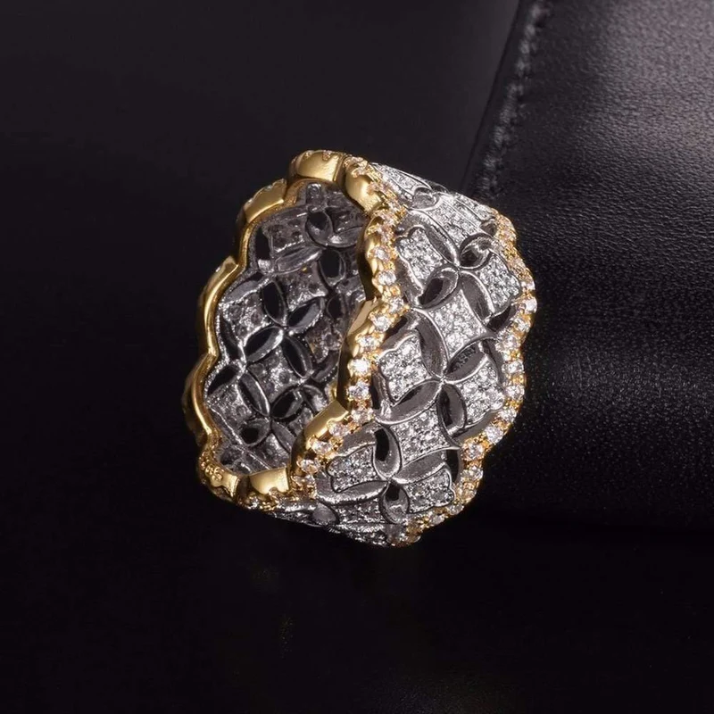 Jewelry Pave 256 Stück künstliche Diamant-CZ-Ringe, weißer Saphir, 925er Sterlingsilber und Gold, für Damen, Geschenk, Größe 5–11