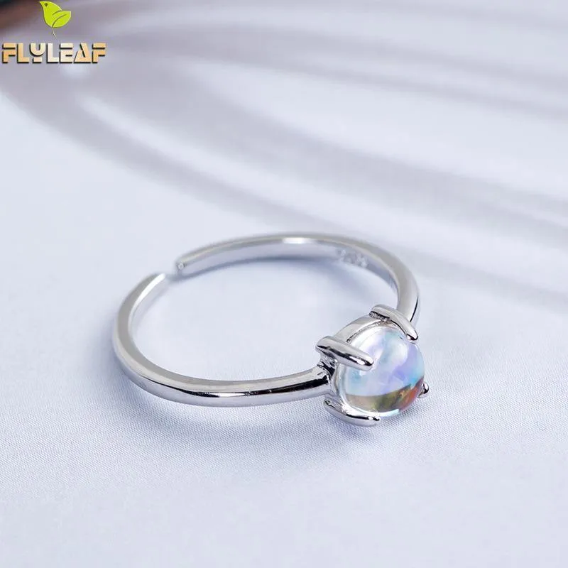 925 Sterling Silber Mondstein Offene Ringe Für Frauen Einfachen Stil Hochwertige Dame Modeschmuck