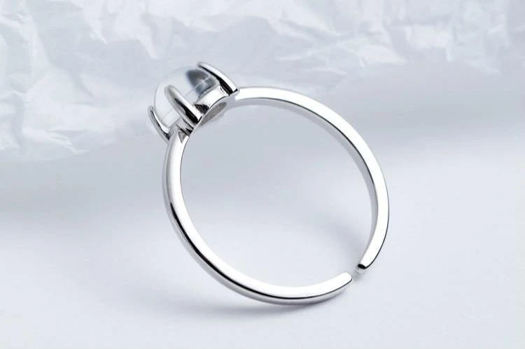 925 Sterling Silber Mondstein Offene Ringe Für Frauen Einfachen Stil Hochwertige Dame Modeschmuck