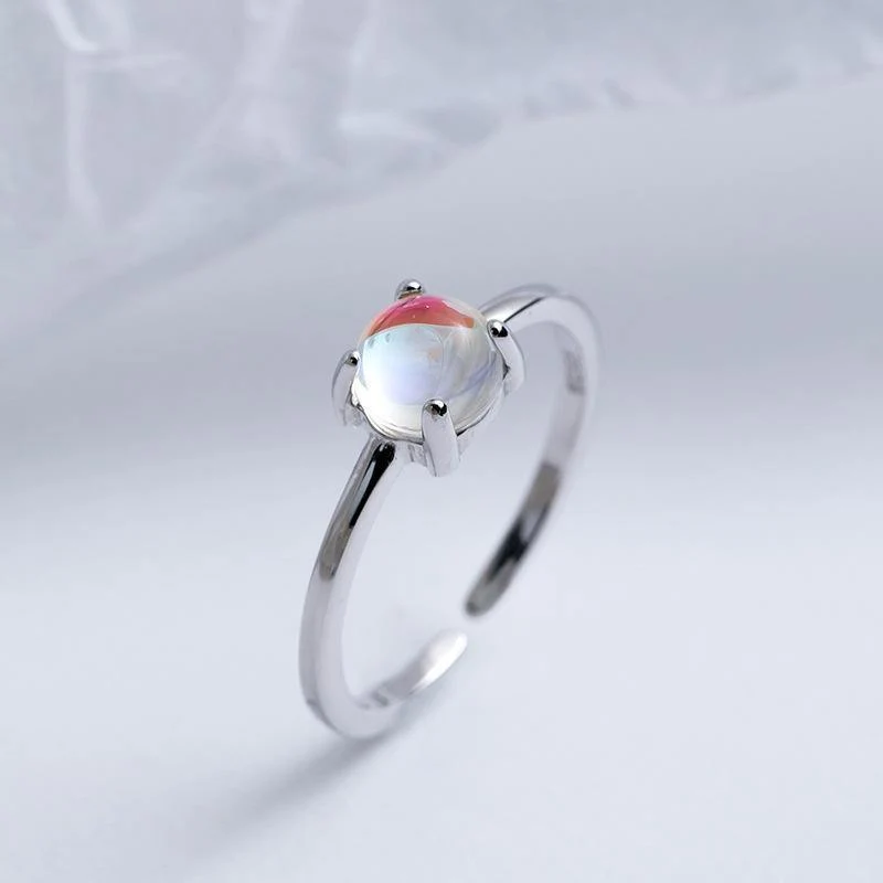 925 Sterling Silber Mondstein Offene Ringe Für Frauen Einfachen Stil Hochwertige Dame Modeschmuck