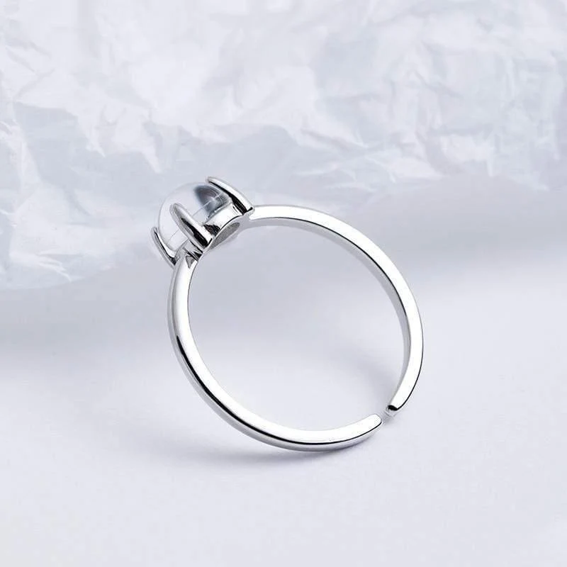 925 Sterling Silber Mondstein Offene Ringe Für Frauen Einfachen Stil Hochwertige Dame Modeschmuck