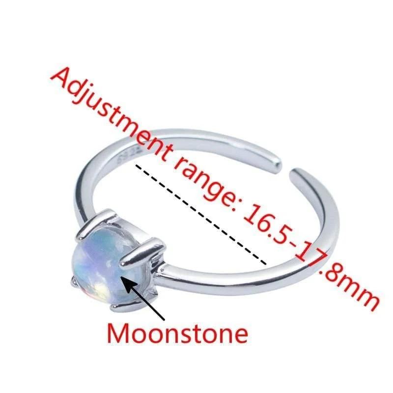 925 Sterling Silber Mondstein Offene Ringe Für Frauen Einfachen Stil Hochwertige Dame Modeschmuck